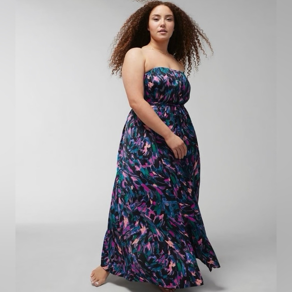 Soma Crinkle Satin Convertible Maxi Dress - Size XL